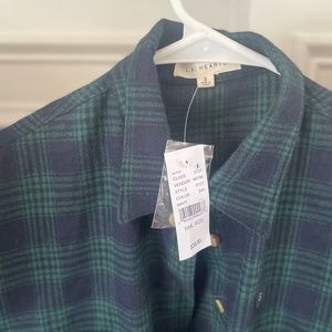 LA Hearts Blue Plaid Small Flannel Shirt